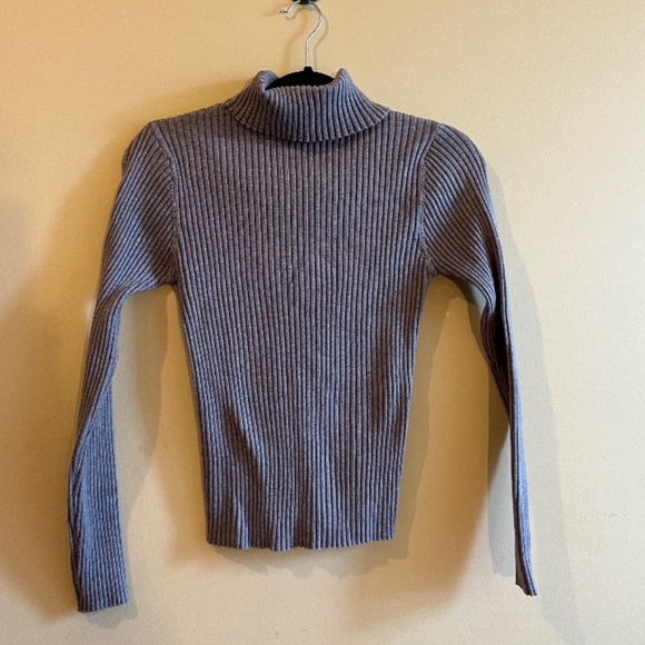 Grey Ribbed Turtleneck - Picture 1 of 2